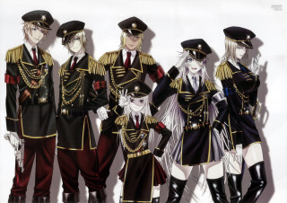 Military uniform group peakedcap epaulettes - a shadow free wallpaper