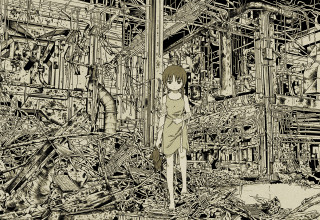 Woman debris wires building clock - a clock tower in the background free wallpaper