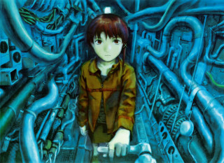 Woman blue pipes wires laptop - a laptop computer free wallpaper for desktop