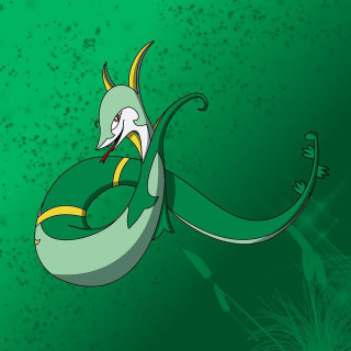 Green yellow dragon long tail - tail free wallpaper