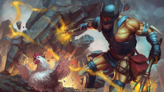 Man armor fighting chicken sword - a sword free wallpaper for desktop
