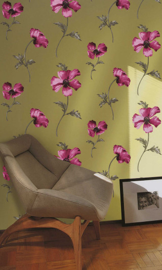 Chair flowerpattern woodenfloor butterfly daisy - a wall free wallpaper