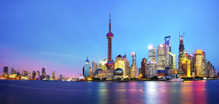 City skyline tall buildings night 22 - blue sky free wallpaper