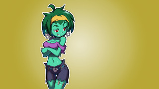 Cartoon character green hair purple 2 - character design free wallpaper