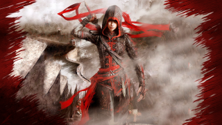 Woman red black sword red - holding free wallpaper
