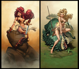 Woman sword dragon rock image1 - concept art free wallpaper