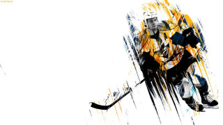 Hockey player yellow jersey stick - action painting free wallpaper