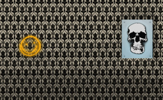 Skull yellow circle black white - a yellow circle free wallpaper
