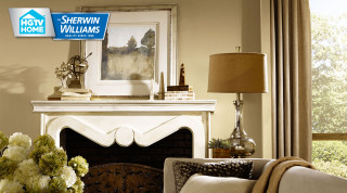 Living room fireplace clock vase - feature free wallpaper