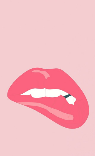 Pink lips black white brush - against free wallpaper