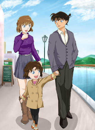 Man woman holding hands sidewalk - an anime drawing free wallpaper