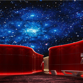 Red wall blue sky starry - a red wall free wallpaper