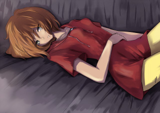 Woman couch head hand cellphone - half body free wallpaper