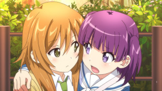 Anime girls fence bushes standing - aguri uchida free wallpaper