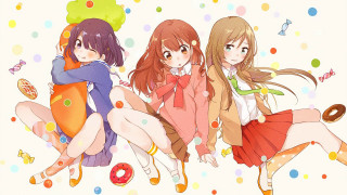 Three girls sitting wall donuts - three girl free wallpaper