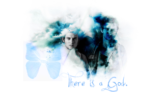 Couple butterfly head blue background - their head free wallpaper