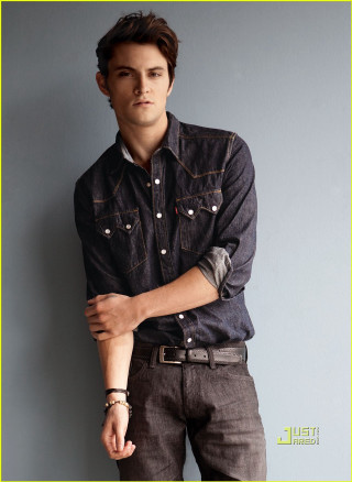 Denim man wall crossed arms - tachisme free wallpaper