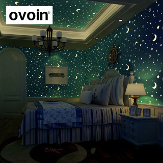 Bed starry night moon astronaut - volumetric lighting free wallpaper