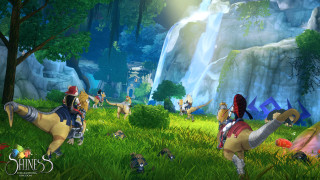 People horses forest waterfall painting - a forest next free wallpaper