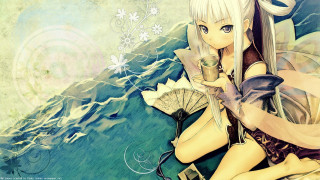 Woman fan bottle rock mountain 2 - analytical art free wallpaper