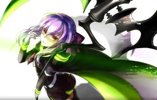 Woman purple hair green umbrella - a green umbrella free wallpaper