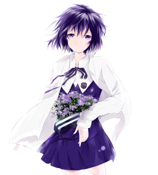 Girl dress bouquet flowers white - purple free wallpaper