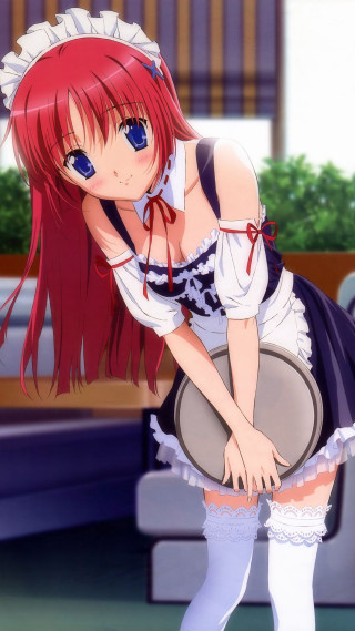 Girl maid outfit holding drum - a smile free wallpaper
