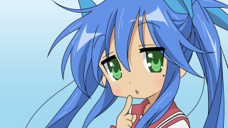 Anime girl blue hair green 6 - a finger free wallpaper