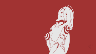Woman microphone red background white - flat free wallpaper