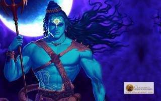 Horned man holding staff snake - head holding free wallpaper