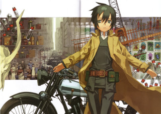 Man motorcycle city building woman - fantastic free wallpaper