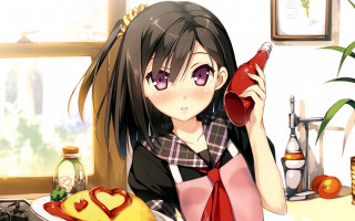 Girl red heart ketchup bottle - a red heart free wallpaper