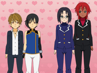Anime characters group hearts pink - heart free wallpaper