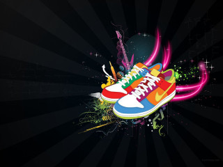 Colorful sneakers guitar starburst background - a guitar free wallpaper