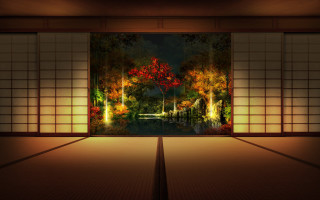 Ukiyo e kyoto autumn garden - eishōsai chōki free wallpaper