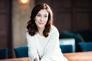 Woman sitting white sweater blue - adrienn henczné deák free wallpaper