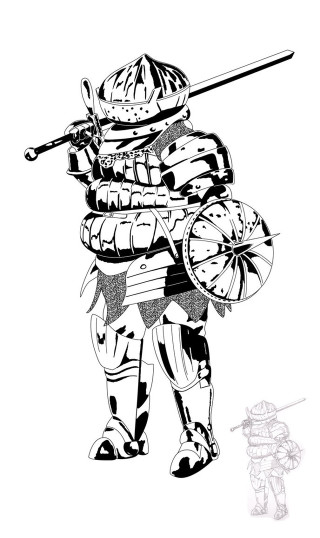 Drawing person armor sword helmet - modern free wallpaper