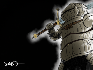 Cartoon knight sword armor back - dark soul free wallpaper