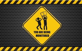 Yellow sign black background monitored - a basket free wallpaper