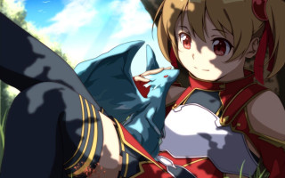 Woman red outfit grass sword - a red outfit free wallpaper