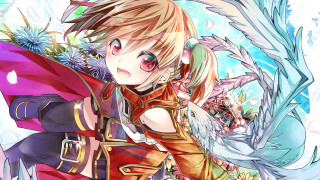 Anime blonde hair red cape - a background of flowers free wallpaper