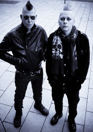 Two men sidewalk clock mohawk - a mohawk free wallpaper
