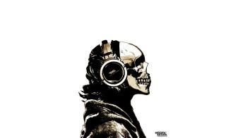 Man headphones skull face black - headphone free wallpaper