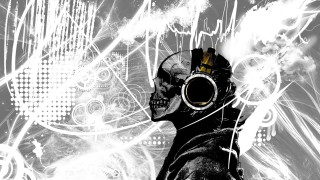 Man headphones skull digital painting - headphone free wallpaper