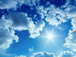 Bright sky clouds sunbeam cityscape - benoit b. mandelbrot free wallpaper