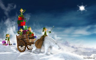 Polar bear cart presents snowy - a polar bear free wallpaper