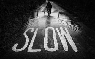 Slow bike night sky starry - a wet road free wallpaper