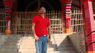 Man stairs building red fence - bikash bhattacharjee free wallpaper