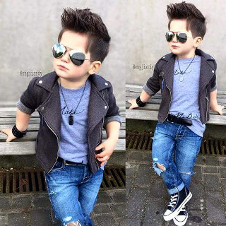 Little boy sunglasses jacket bench - his hands in his pockets free wallpaper