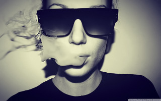 Man sunglasses cigarette blowing mouth - sunglass free wallpaper